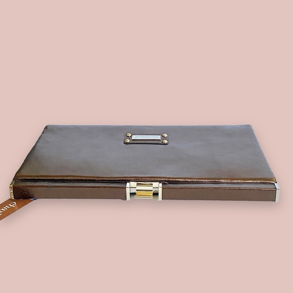 NWT Charles David Metallic Bronze Leather Oversized Clutch 12.25 x 6.25” - Picture 6 of 12